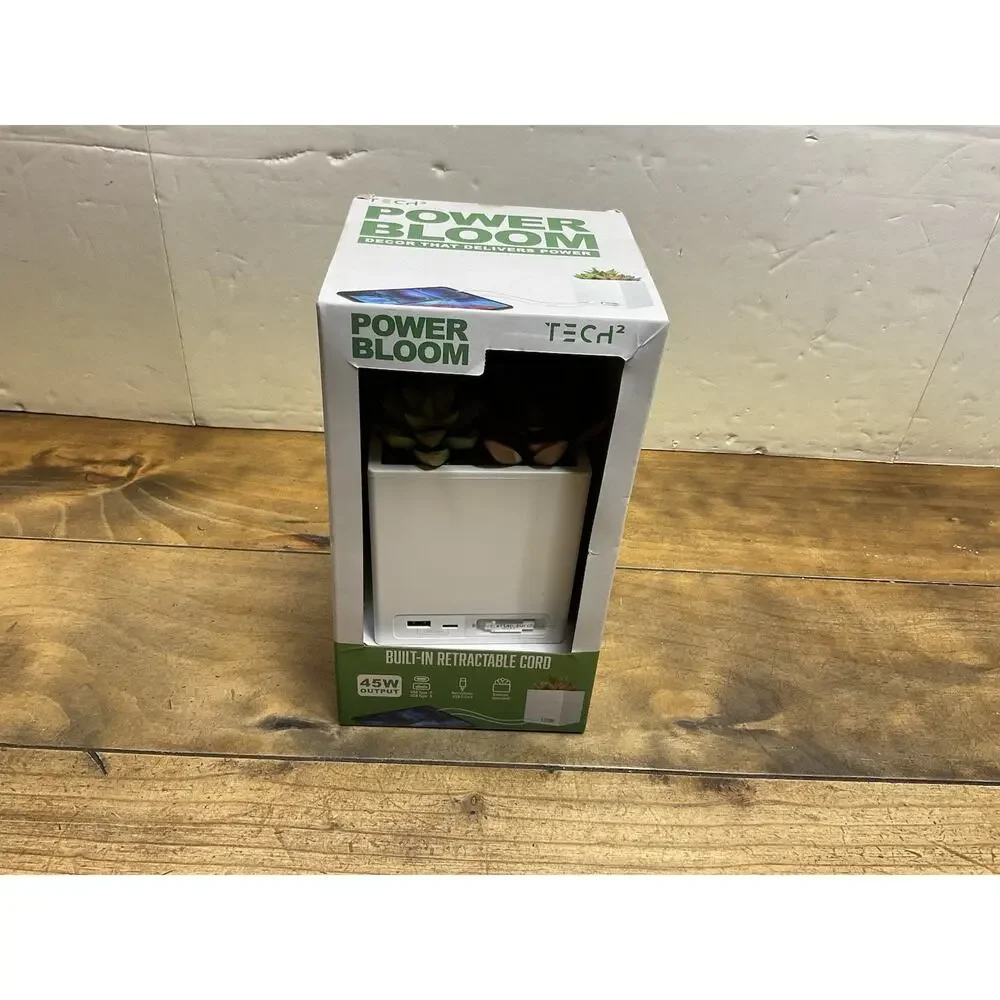 Tech2 Power Bloom Charging Decorative Plant with Built-in retractable USB-A & C2